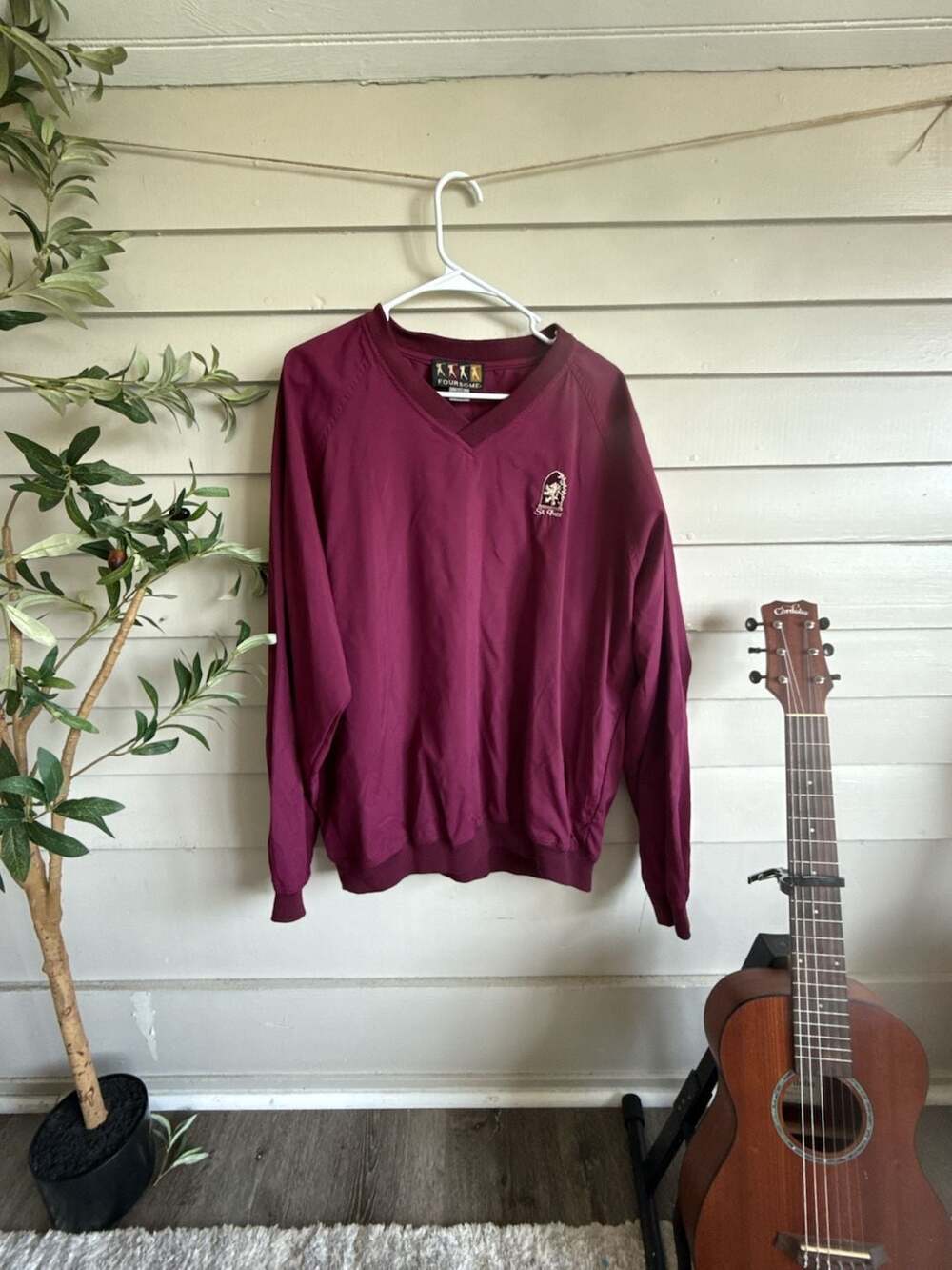 Foursome St. Ives Maroon V-Neck Golf Pullover Windbreaker Jacket